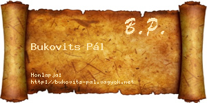 Bukovits Pál névjegykártya